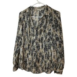 LOFT Animal Print Blouse Long Sleeve Button Down Career Top Size S‎ (115)